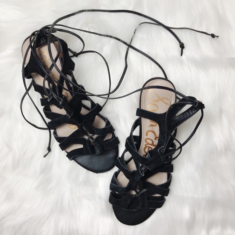 Sam Edelman Black Almira Lace Up Heeled Sandal
